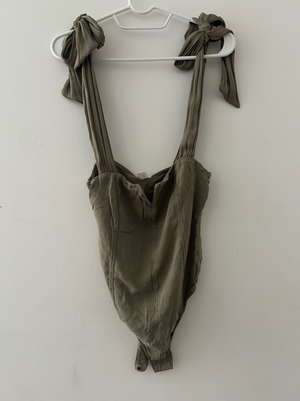 Olive Tie-Shoulder One-Piece Bodysuit Free People